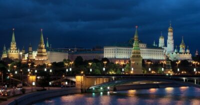 The Kremlin lit up at night