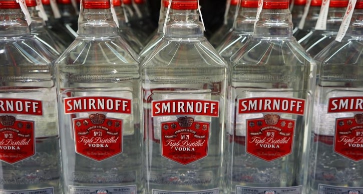 Bottles of Smirnoff vodka