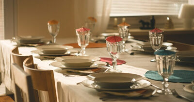 A set table for lunch or dinner