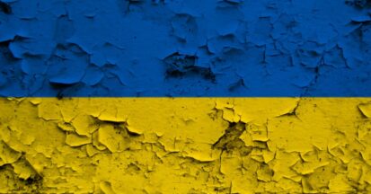 A tattered flag of Ukraine