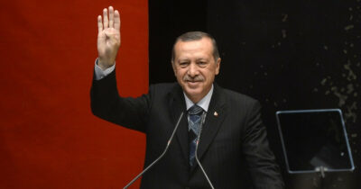 Recep Tayyip Erdogan waving