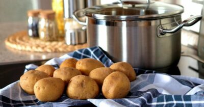 Potatoes and a pot