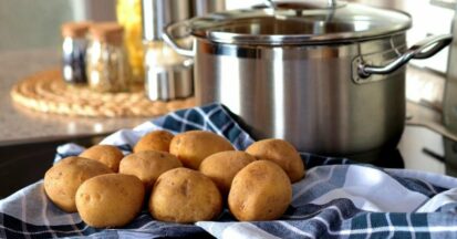 Potatoes and a pot