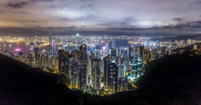 The Hong Kong skyline at night